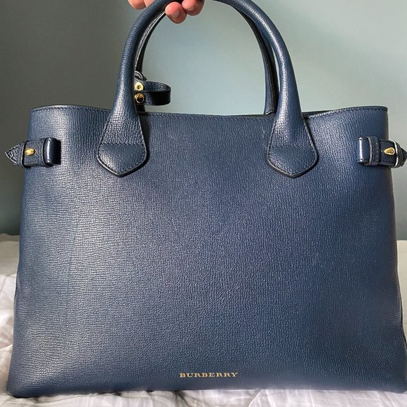 NEW! Authentic Burberry Leather Handbag. Color - Navy Blue - Picture 1 of 5